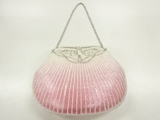 アンティーク　ビーズ花模様バッグ